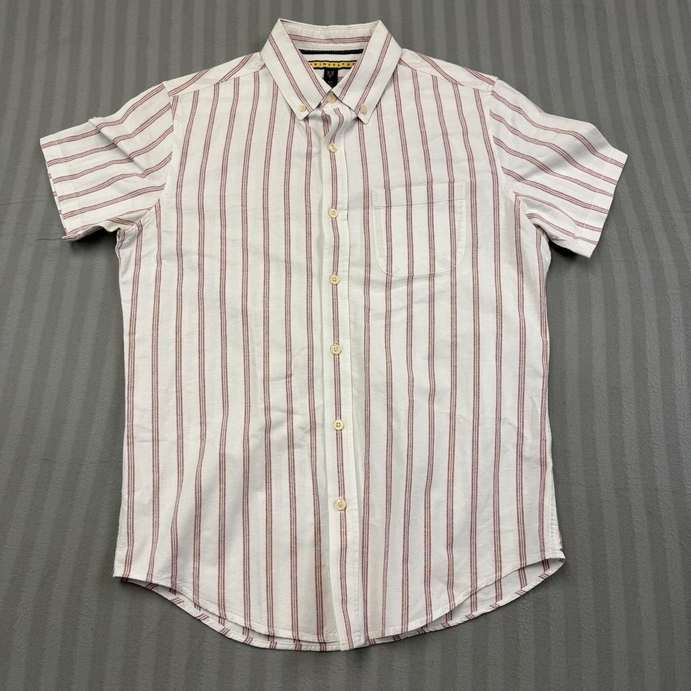 Mens Prince And Fox Striped Short Sleeve Button Down Sz S